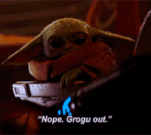 Grogu Nope Grogu Out GIF - Grogu Nope Grogu Out Baby Yoda GIFs