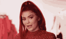 Kylie Jenner Wink Fail GIF - Kylie Jenner Wink Fail Red Hair GIFs