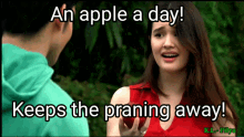 an apple a day keeps praning away funny saying laughtrip cute couple kira and grae
