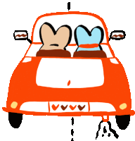 Two Mice In A Car Driving Away Together. Sticker - Souris D Amour Car Bridal Car Stickers