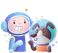 Astronaut And Dog Astronaut Giving A Fist Bump. Sticker - Alex And Cosmo Cute Adorable Stickers