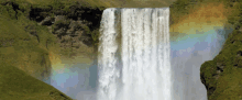 Meanwhile, In Iceland... This Gigantic Waterfall Is Happening. GIF - Iceland Waterfall Rainbow GIFs
