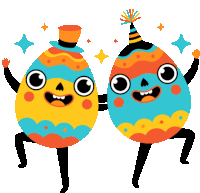 Two Easter Eggs Dancing And Celebrating Sticker - We Lovea Holiday Celebration Google Stickers