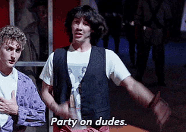 bill and ted party on dudes