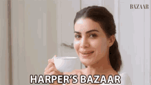 Harpers Bazaar Drinking Coffee GIF - Harpers Bazaar Drinking Coffee Happy GIFs