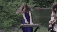 piano synth keyboard rock out head bang