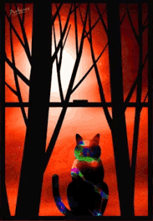 Cat Silhouette Shadow GIF - Cat Silhouette Shadow Trippy GIFs