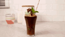Mint Chocolate Iced Coffee Float Mint To Be GIF - Mint Chocolate Iced Coffee Float Mint To Be Beverage Drink GIFs