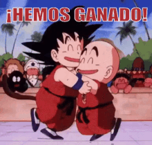 Goku Y Krilin Se Abrazan Porque Han Ganado GIF - Ganamos Hemos Ganado Felices GIFs
