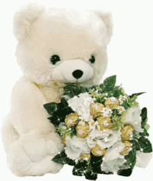 Teddy Bear Flowers GIF - Teddy Bear Flowers Sparkles GIFs