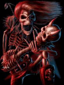 skeleton guitar cool emo metal