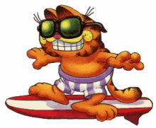 Garfield Surfing GIF - Garfield Surfing Surfs Up GIFs