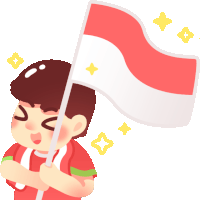 Fan Waving An Indonesian Flag Sticker - Indonesia Flag Cheering Fanboy Stickers