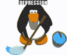 Penguin Depression GIF - Penguin Depression Mopping GIFs