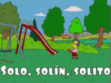 Milhouse Jugando Solo En El Parque GIF - Solo Solin Solito Milhouse Los Simpsons GIFs