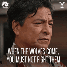 When The Wolves Come You Must Not Fight Them Chief Thomas Rainwater GIF - When The Wolves Come You Must Not Fight Them Chief Thomas Rainwater Gil Birmingham GIFs