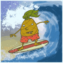 Pinapple Surfing Pinapple GIF - Pinapple Surfing Pinapple Riding The Waves GIFs
