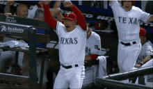 banister rangers baseball texas celebration banister rangers baseball texas celebration