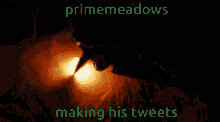 primemeadows making his tweets on fire lit writing