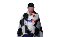 flag over shoulders denny hamlin nascar checkered flag ensign flag over shoulders denny hamlin nascar checkered flag ensign