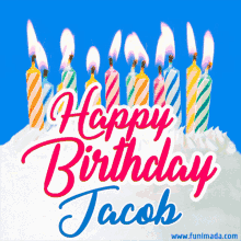 happy birthday jacob flickering flame candles blow party
