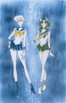 Sailor Uranus Sailor Neptune GIF - Sailor Uranus Sailor Neptune Holding Hands GIFs