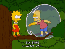 Ew Bart It Wasnt Me GIF - Ew Bart It Wasnt Me Lisa Simpson GIFs