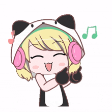 blonde big eyes anime headphones music