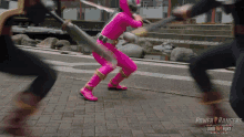 Swinging Sword Amelia Jones GIF - Swinging Sword Amelia Jones Pink Dino Fury Ranger GIFs