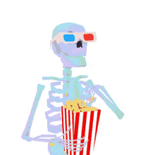 movie time popcorn eating movie marathon skeleton