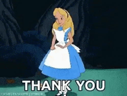 Alice (in Wonderland) saying thank you