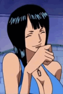 one piece anime nico robin giggling laughing