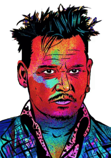 portrait celebrity actor johnny depp colorful