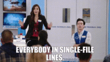 Superstore Amy Sosa GIF - Superstore Amy Sosa Everybody In Single File Lines GIFs