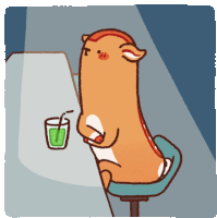 Chabo Shyly Sitting On A Chair Holding A Drink Sticker - Chabo Days Deer Google Stickers