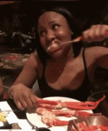 Woman Eating GIF - Woman Eating Lobster GIFs