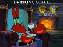 Mr Krabs Drinking Coffee GIF - Mr Krabs Drinking Coffee Weekend Plans GIFs