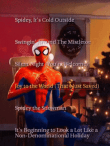 Spider Man Christmas GIF - Spider Man Christmas Into The Spiderverse GIFs