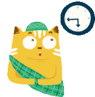 Cat Looking At Clock Sticker - Cat Time Clock Stickers