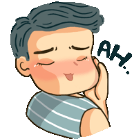 Blushing Boy Says Ah In Indonesian Sticker - Blushing Ah Pleased Stickers