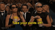 Take Your Pants Off! - Tina Fey & Amy Poehler At The Golden Globes GIF - Golden Globes Gg Tina GIFs