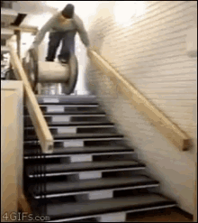 trouble stairs fail fall ouch
