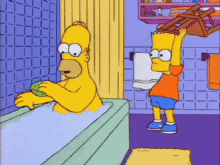Homer Simpson Bart Simpson GIF - Homer Simpson Bart Simpson Bath Tub GIFs