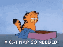 a cat nap so need garfield tired monday bed