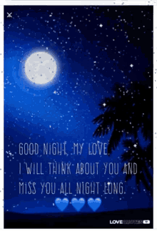Good Night My Love Miss You All Night GIF - Good Night My Love Miss You All Night I Think About You GIFs