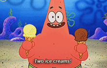 Spongebob Patrick Star GIF - Spongebob Patrick Star Two Ice Creams GIFs