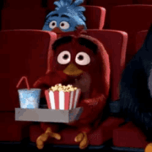 angry birds popcorn eating movie watching movie