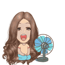 summer hot day electric fan playing