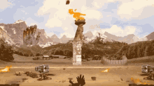 burning global warming climate change giant hands fire monument