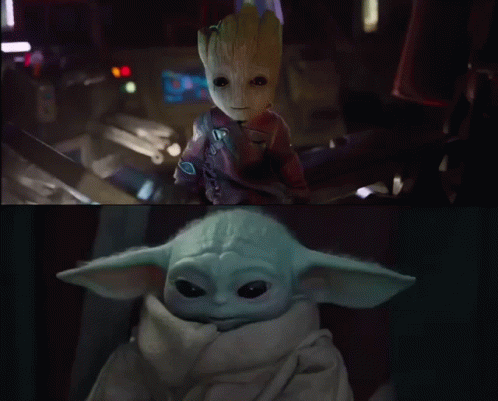 Baby Groot Baby Yoda GIF - Baby Groot Baby Yoda Guardians Of The Galaxy Vol2 GIFs